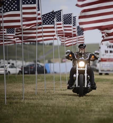Flags and motorcycle
